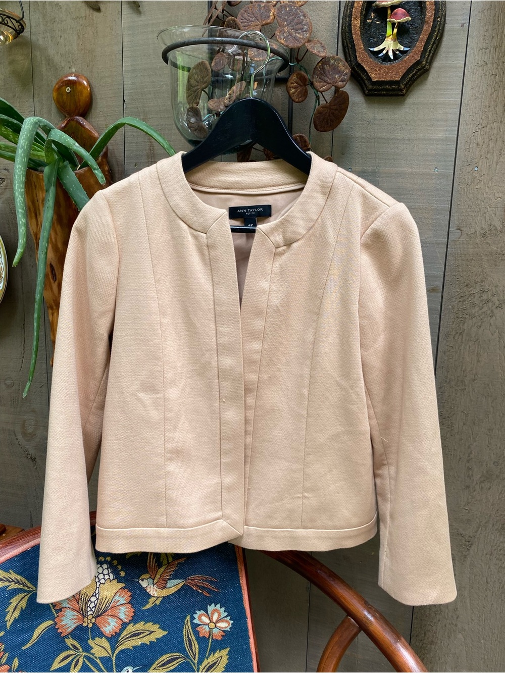 Ann Taylor Blush Collarless Blazer